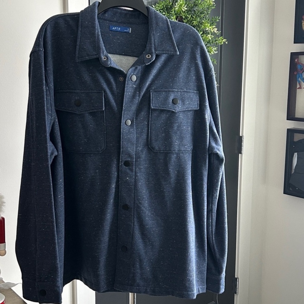 Apt. 9 Dark Blue XL men's fall cool weather Shirt Jacket with collar